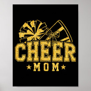 Cheer mum mama black gold pom cheerleader poster