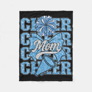 Cheer Mum Mama Bow Sport Cheerleading Squad Blue C Fleece Blanket