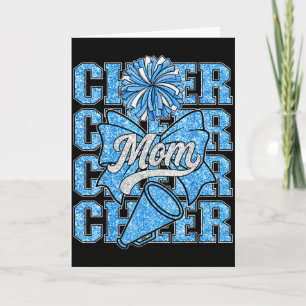 Cheer Mum Mama Bow Srt Cheerleading Squad Blue Che Card