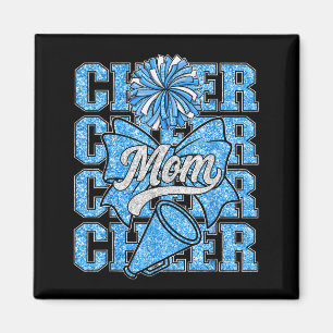 Cheer Mum Mama Bow Srt Cheerleading Squad Blue Che Magnet