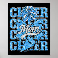 Cheer Mum Mama Bow Srt Cheerleading Squad Blue Che