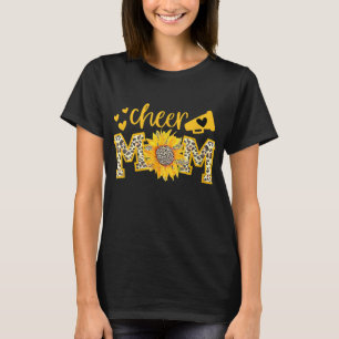 Cheer Mum Megaphone Cute Sunflower Leopard Cheetah T-Shirt