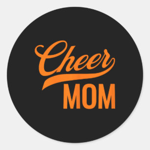 Cheer Mum Orange And Black Cheerleading Matching P Classic Round Sticker