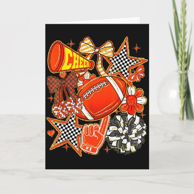 Cheer Mum Orange Cheerleader Game Day Cheer Mama F Card (Front)
