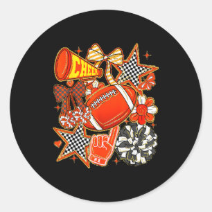 Cheer Mum Orange Cheerleader Game Day Cheer Mama F Classic Round Sticker