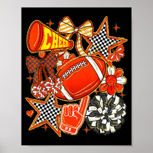 Cheer Mum Orange Cheerleader Game Day Cheer Mama F Poster