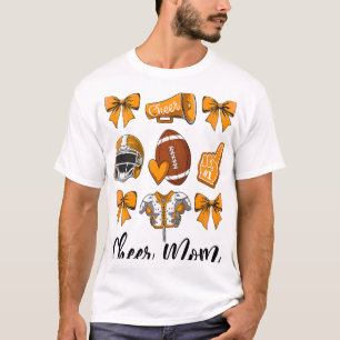 Cheer Mum Orange Women Cheerleading Footll Coquett T-Shirt