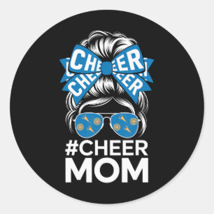 Cheer Mum Sports Fan Bow Sungles Cheerleading Supp Classic Round Sticker