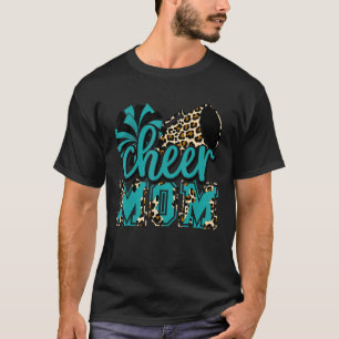Cheer Mum Teal Leopard Cheer Poms & Megaphone T-Shirt