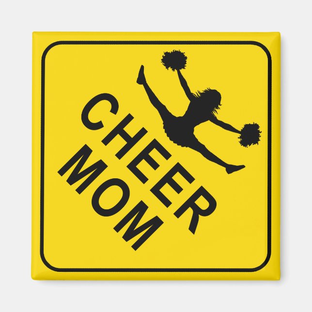 Cheer Mum Yellow Diamond Sign Magnet (Front)