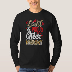 Cheer Mummy Biggest Fan Leopard Print And Pom Pom T-Shirt