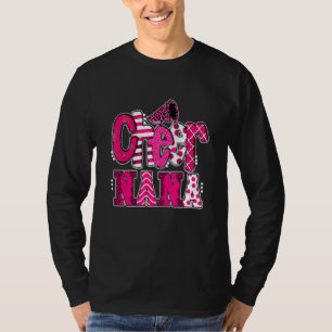 Cheer Nana Biggest Fan Leopard Print And Pom Pom T-Shirt