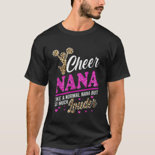 Cheer Nana Biggest Fan Leopard Print And Pom Pom T-Shirt