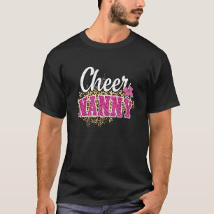 Cheer Nanny Biggest Fan Leopard Print And Pom Pom T-Shirt