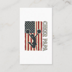 Cheer Papa USA Flag Vintage Cheer Design_1 Business Card