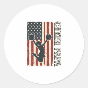 Cheer Papa USA Flag Vintage Cheer Design_1 Classic Round Sticker