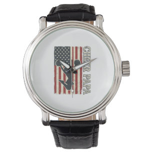 Cheer Papa USA Flag Vintage Cheer Design_1 Watch