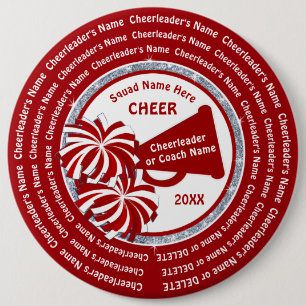 CHEER Pins for Backpacks, 1 to 6 inch PERSONALIZED