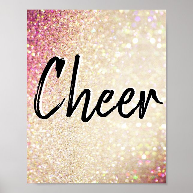 Cheer Poster | Faux Gold and Pink Glitter (Front)