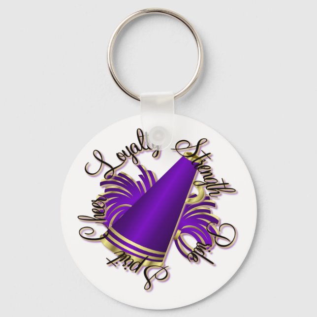 Cheer Purple and Gold Qualities Key Ring (Front)