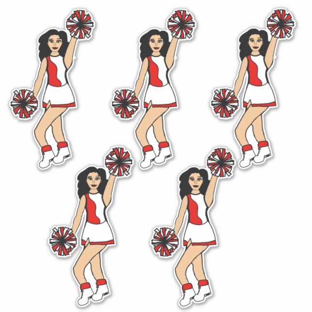 Cheer Red 14" x 14" Custom-Cut Vinyl Stickers #2 (Front)