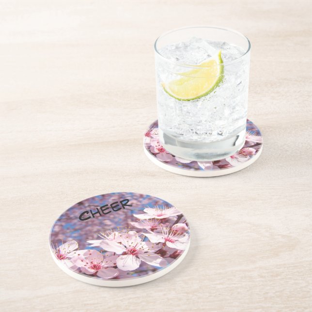 CHEER sandstone coasters Pink Blossoms Spring (Side)