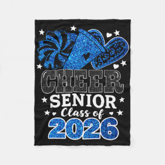 Cheer Senior 26 Cl Of 2026 Blue Cheerleading Gradu Fleece Blanket