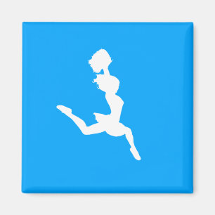Cheer Silhouette Magnet Blue