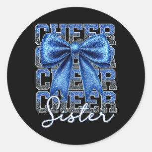 Cheer Sister Bow Sport Cheerleader Cheerleading Bl Classic Round Sticker