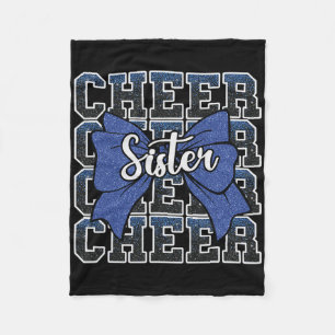 Cheer Sister Bow Sport Cheerleader Cheerleading Bl Fleece Blanket