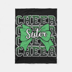 Cheer Sister Bow Sport Cheerleader Cheerleading Gr Fleece Blanket
