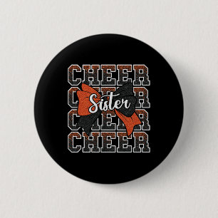 Cheer Sister Bow Sport Cheerleader Cheerleading Or 6 Cm Round Badge