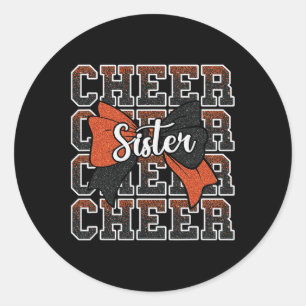 Cheer Sister Bow Sport Cheerleader Cheerleading Or Classic Round Sticker