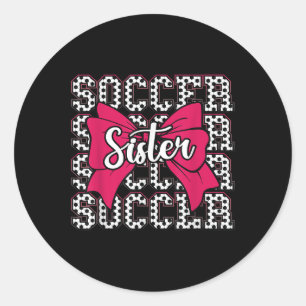 Cheer Soccer Sister Bow Sport Cheerleader Cheerlea Classic Round Sticker