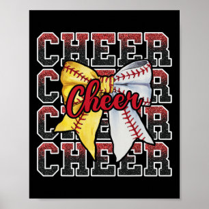 Cheer Squad Coquette Bow Sport Sell Softll Red Out Poster