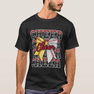 Cheer Squad Coquette Bow Sport Sell Softll Red Out T-Shirt