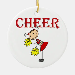 CHEER Stick Figure Cheerleader T-shirts and Gifts Ceramic Tree Decoration
