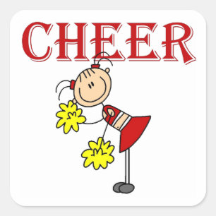 CHEER Stick Figure Cheerleader T-shirts and Gifts Square Sticker