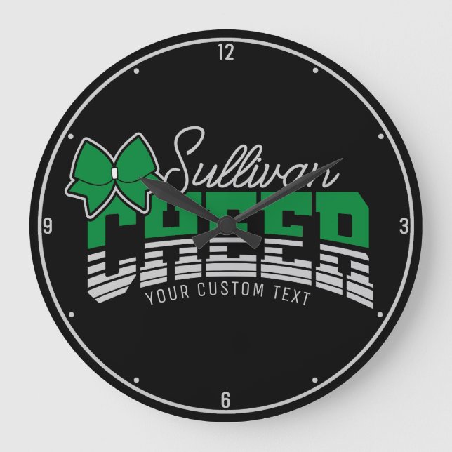 Cheer Team ADD NAME School Athlete Cheerleader  Large Clock (Front)