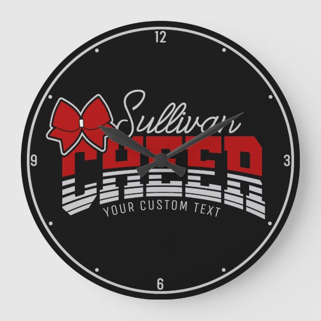 Cheer Team ADD NAME School Athlete Cheerleader  Large Clock (Front)
