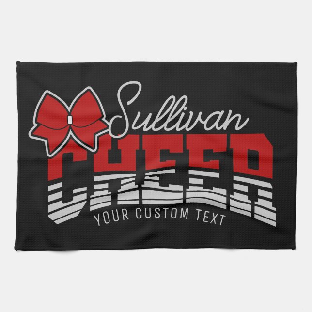 Cheer Team ADD NAME School Athlete Cheerleader  Tea Towel (Horizontal)