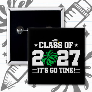 Cheer Team Graduation Go Time Senior Class of 2027 15 Cm Square Badge