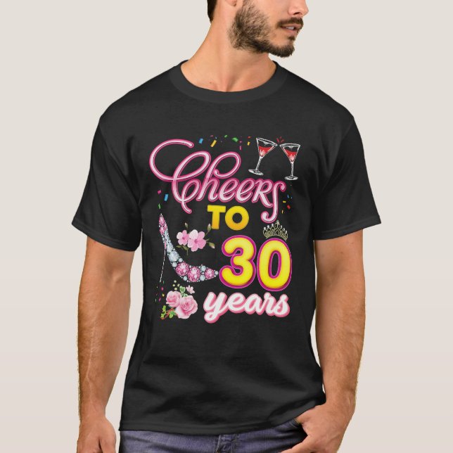 Cheer To 30 Years Old Wine 30Th Birthday Diamond S T-Shirt (Front)