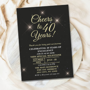 Cheer to Forty Years - 40th Anniversary Invitation