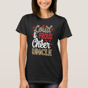 Cheer Uncle Biggest Fan Leopard Print And Pom Pom T-Shirt