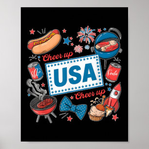 Cheer Up America Independence Day Retro Vibes Wome Poster