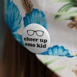Cheer Up Emo Kid | Funny Cute Hipster Glasses 6 Cm Round Badge<br><div class="desc">Need to amp up your pieces of flair? Grab this cute black and white button! Design features "Cheer Up,  Emo Kid" in retro-style typeface with a pair of black hipster frames.</div>