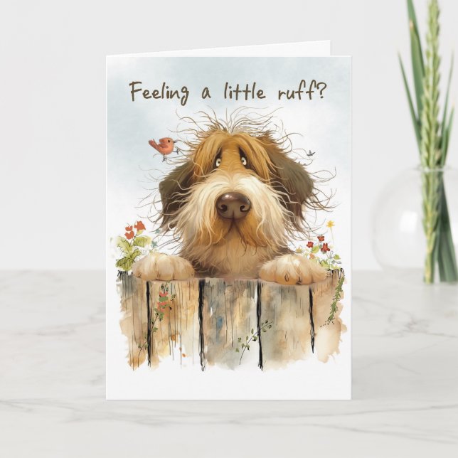 Cheer Up Mixed Breed Dog Looking Over Fence Card (Front)