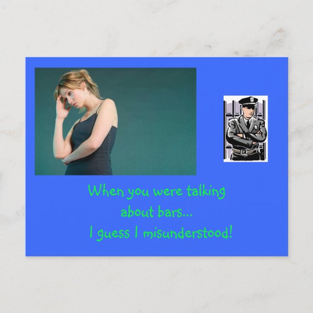 Cheer up your inmate with humourous postcard! postcard (Front)