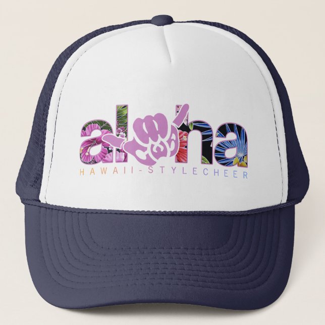 Cheer With Aloha {CWA} - "Tropix" Trucker Hat (Front)